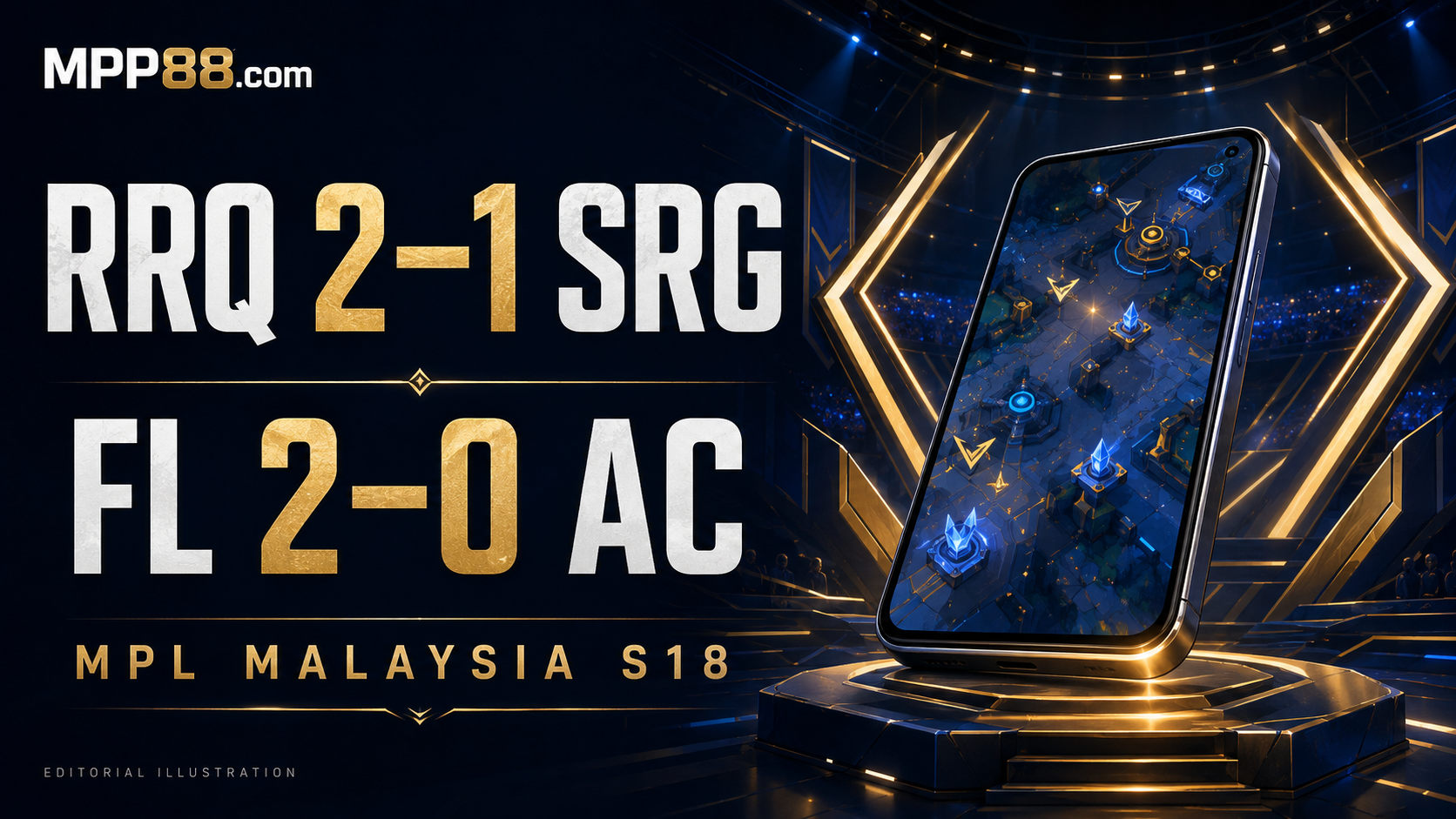MPP88.com编辑插画:MPL Malaysia S18,RRQ 2比1 SRG、FL 2比0 AC